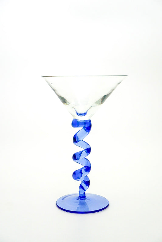 Blue Twisted Spiral Stem Cocktail Glasses