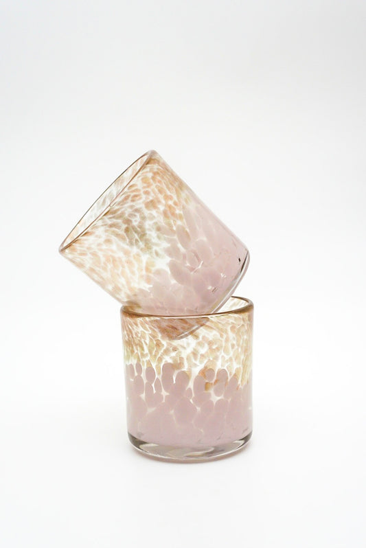 Pair Of Pink Confetti Flecked Glass Tumblers