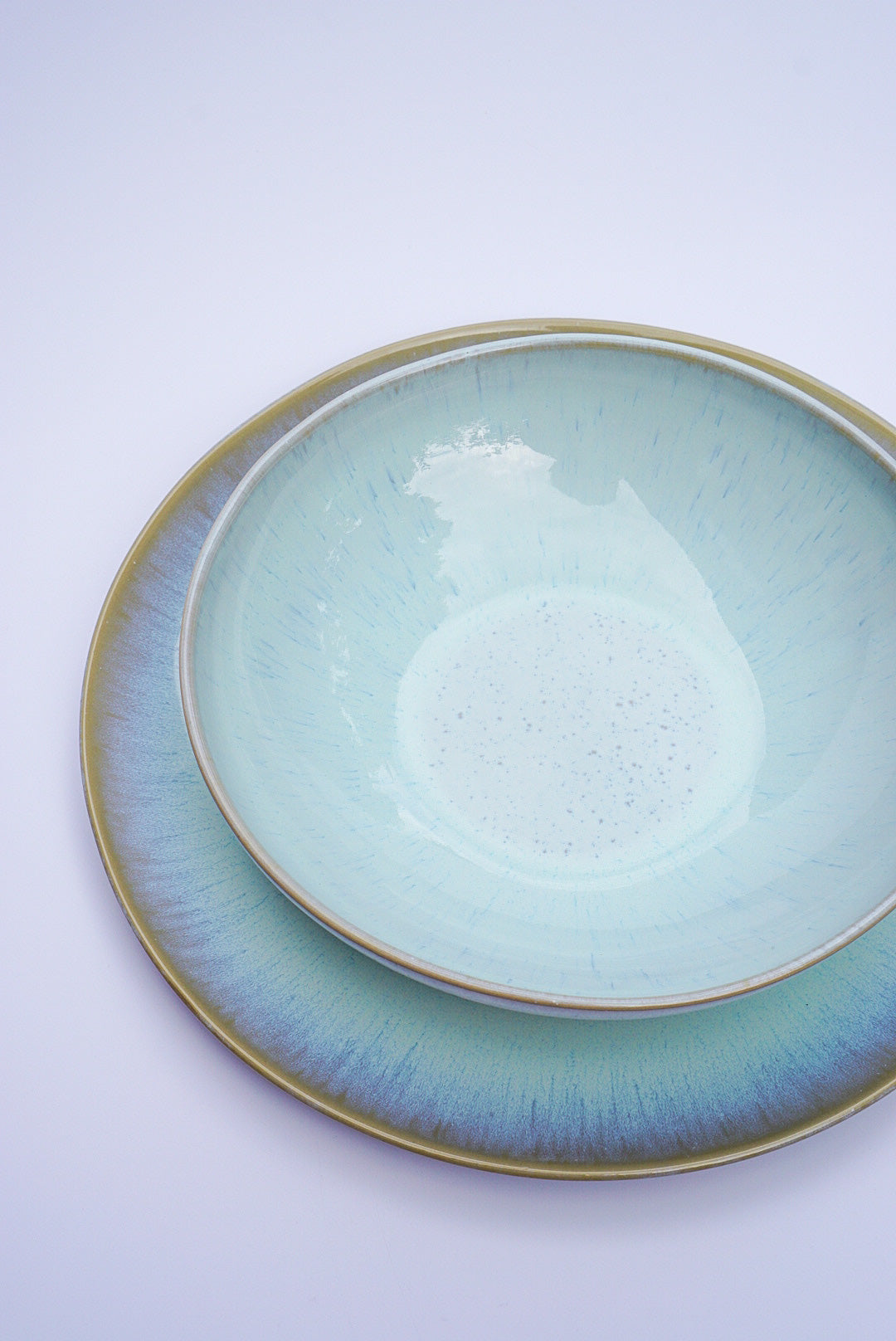 Handmade Large Ceramic Ice Blue Glaze Dinner Plate 28cm