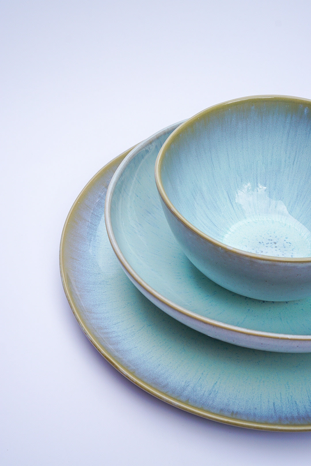 Handmade Ceramic Ice Blue Glaze Pasta Bowl