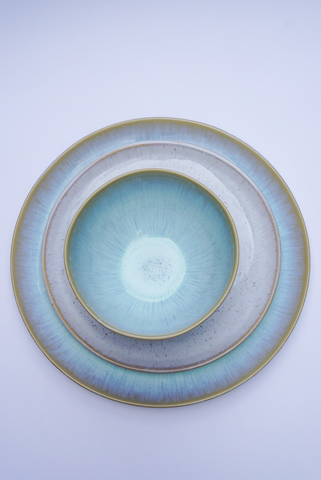 Handmade Large Ceramic Ice Blue Glaze Dinner Plate 28cm