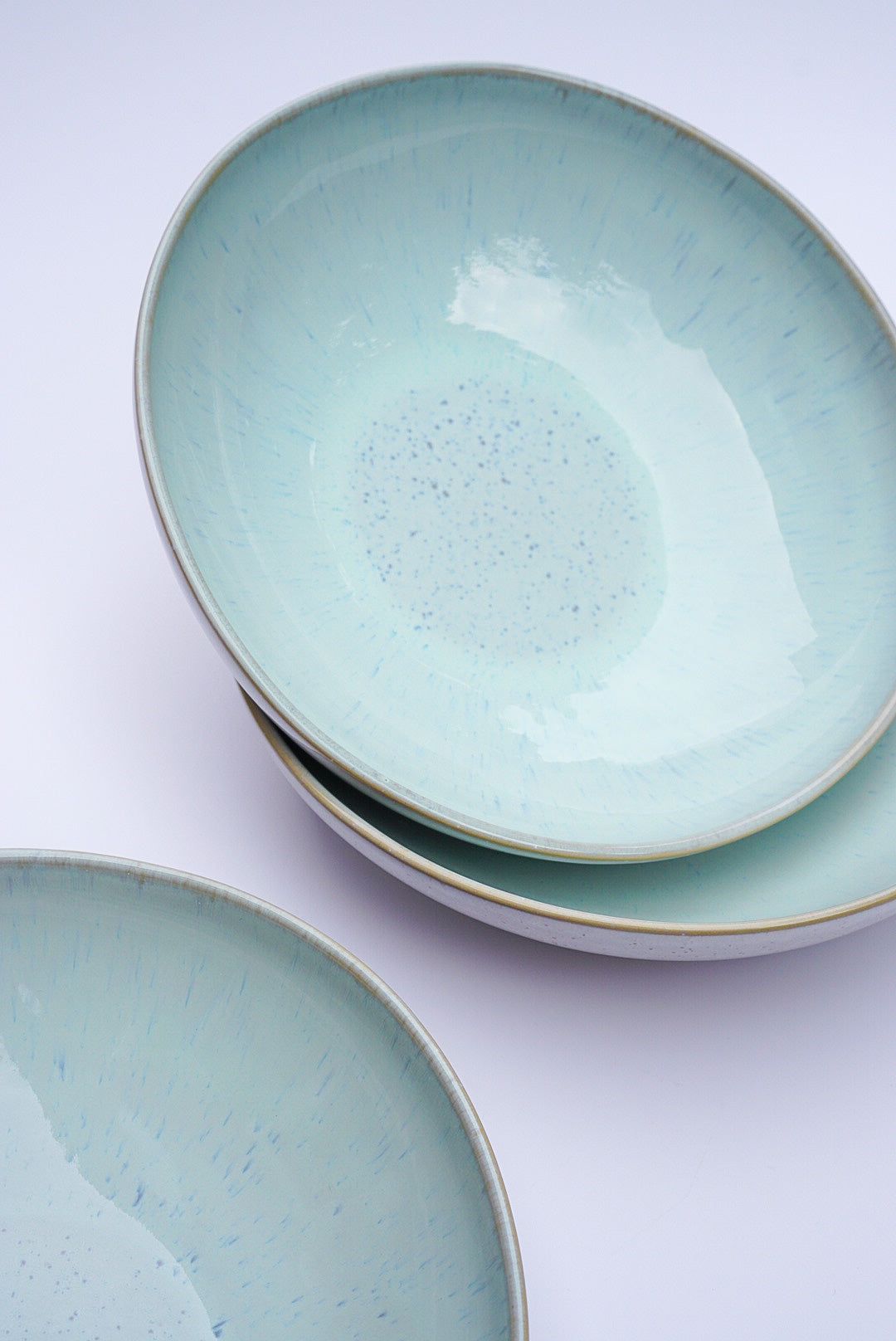 Handmade Ceramic Ice Blue Glaze Pasta Bowl