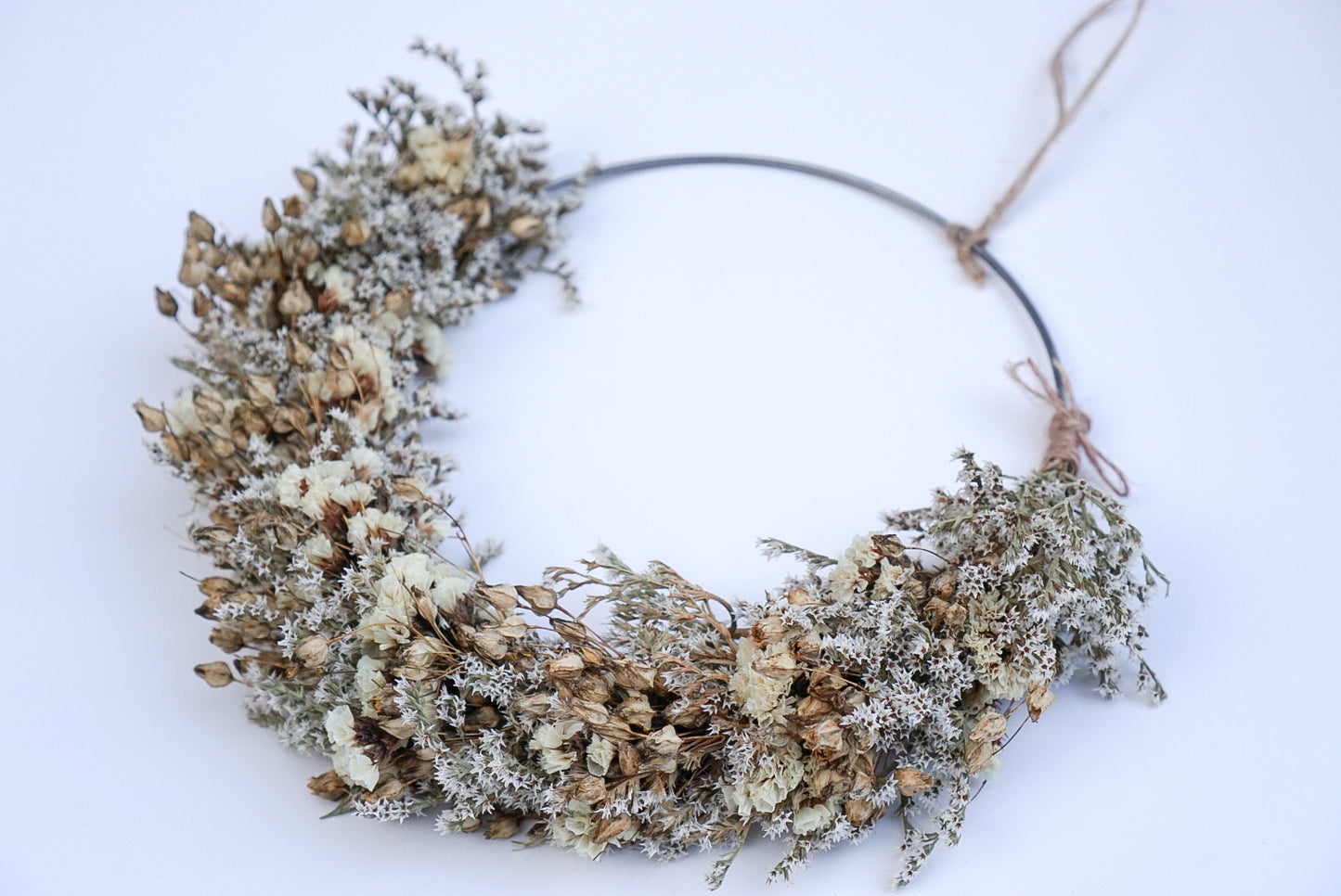 Dried Floral Wreath With Metal Wire Frame