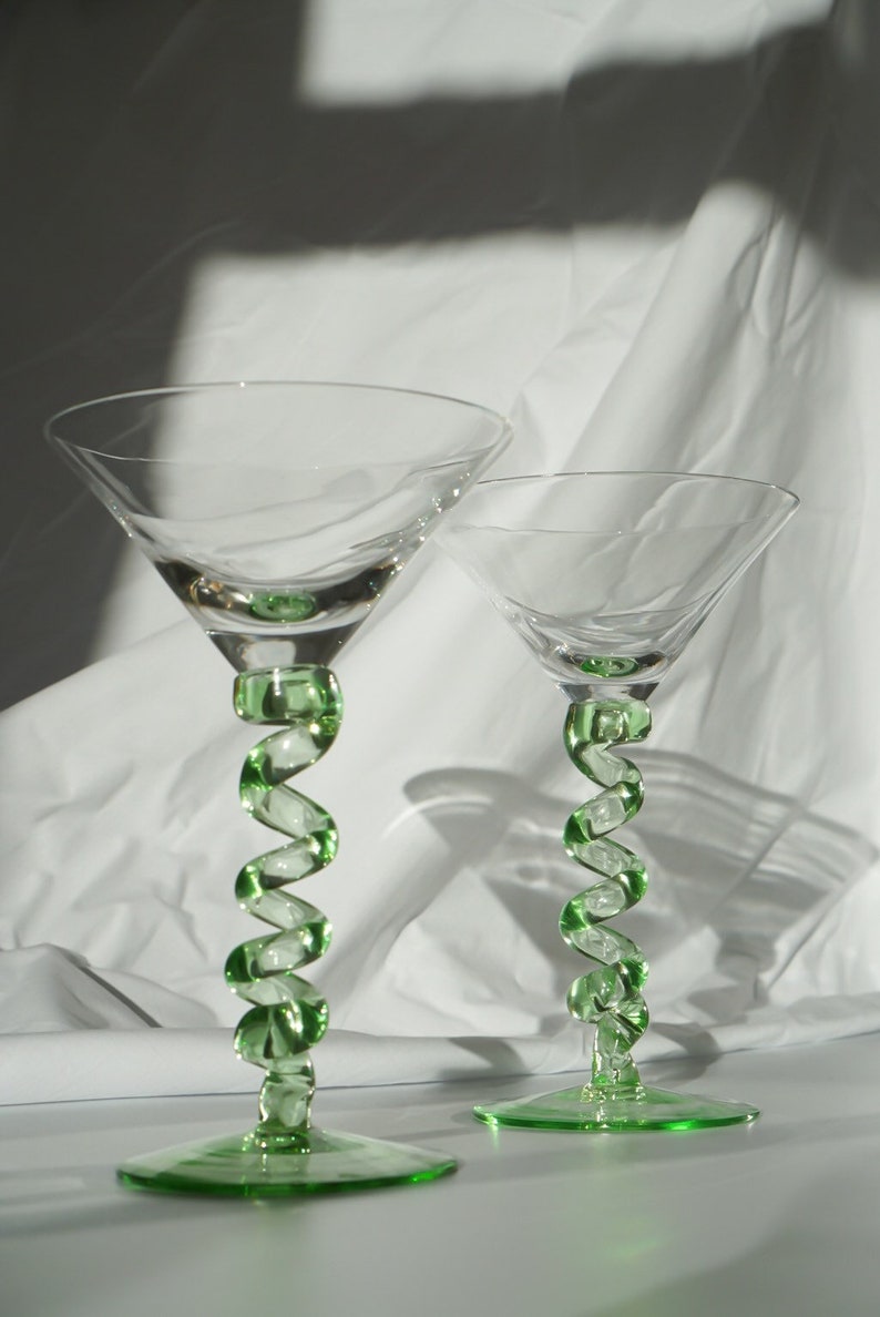 Twisted Spiral Stem Cocktail Glasses